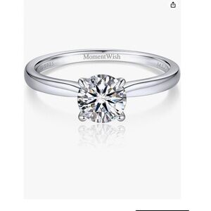 Moment wish Silver Ring with Clear moissanite Stone size 6